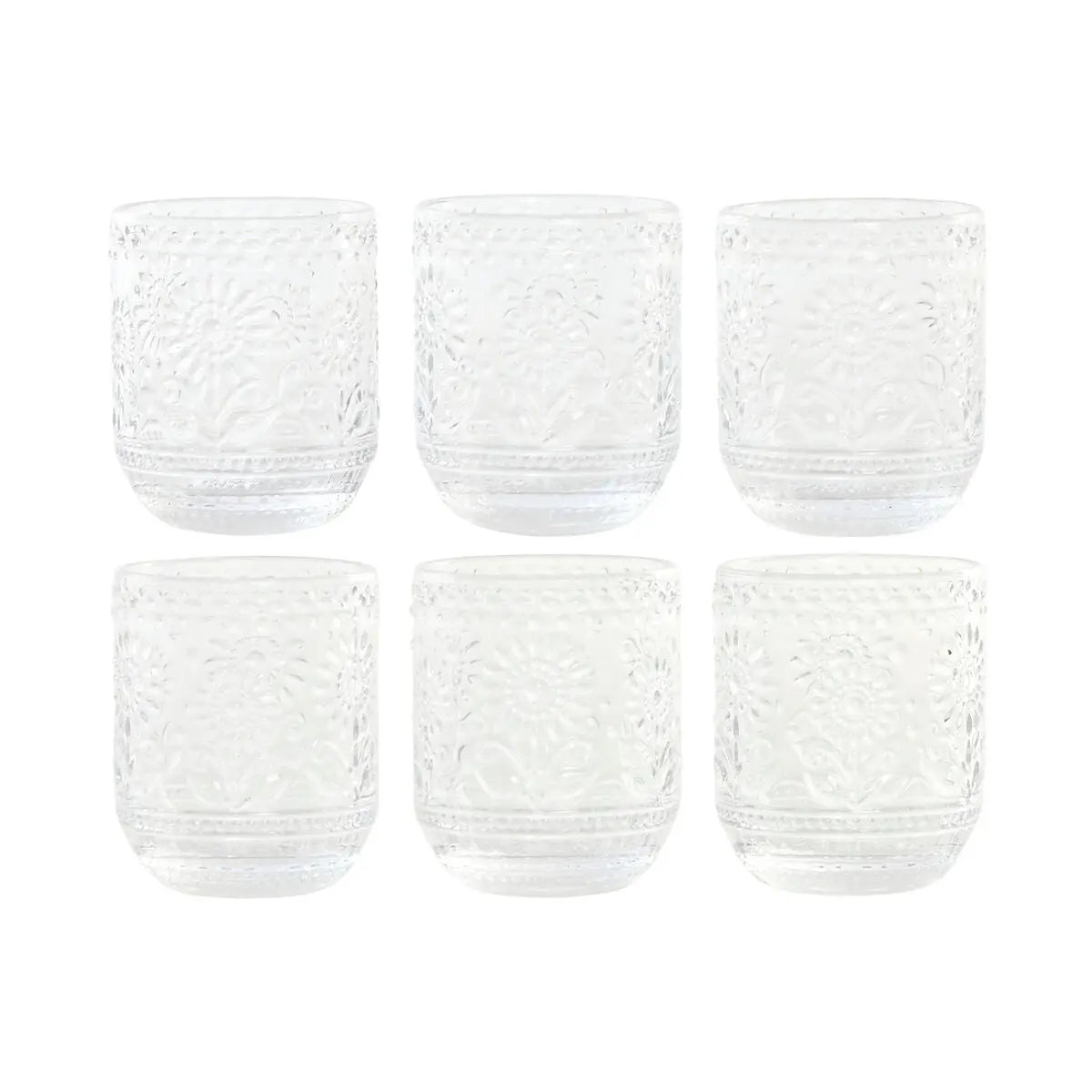Set de Verres Home ESPRIT Transparent Verre Avec relief 360 ml (6 Unités) Mamm
