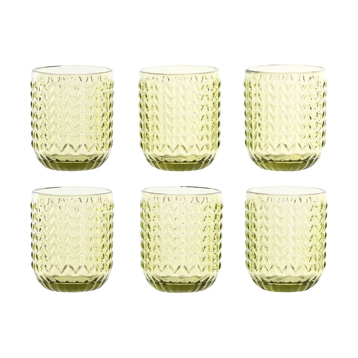 Set de Verres Home ESPRIT Vert Verre Avec relief 275 ml (6 Unités) Mamm