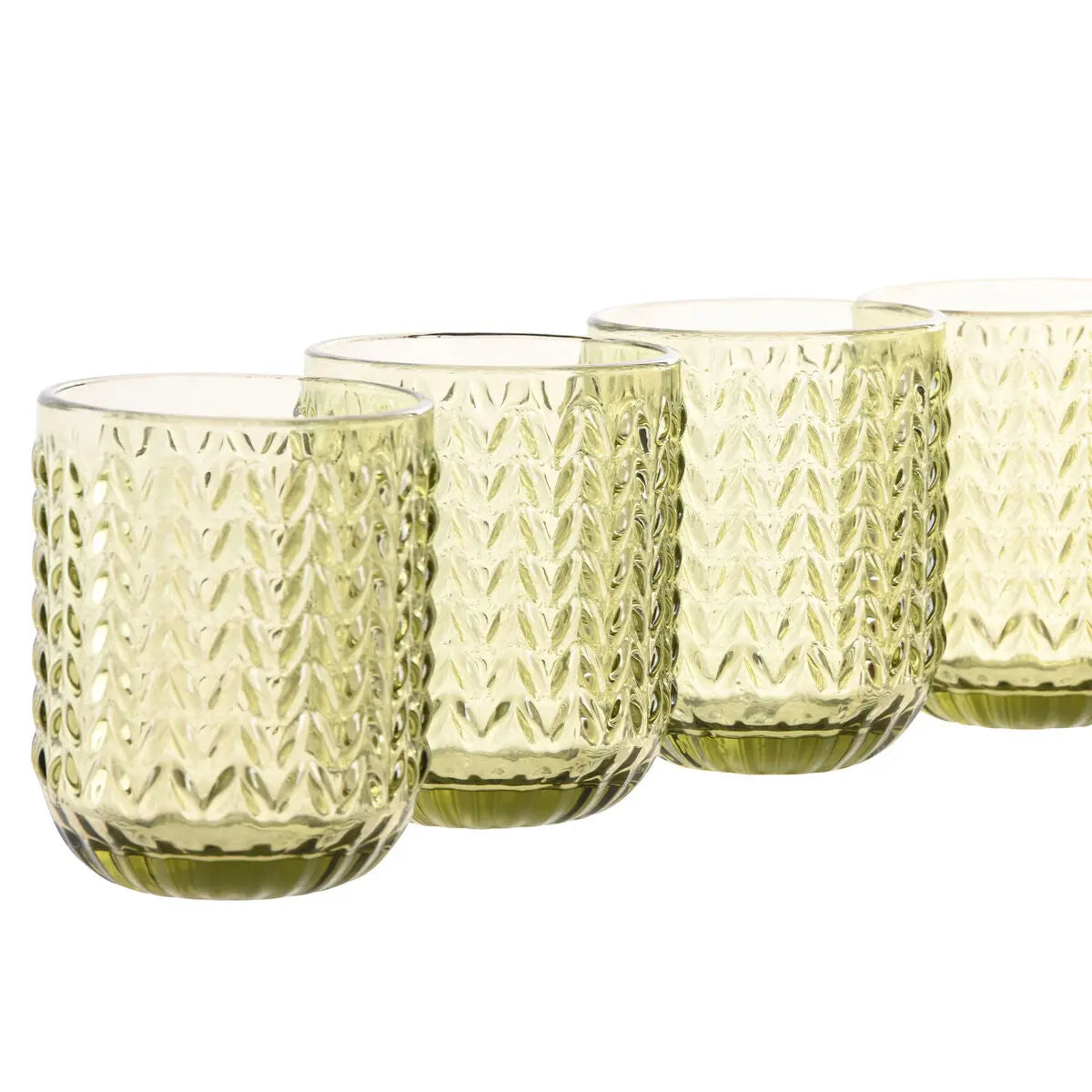 Set de Verres Home ESPRIT Vert Verre Avec relief 275 ml (6 Unités) Mamm