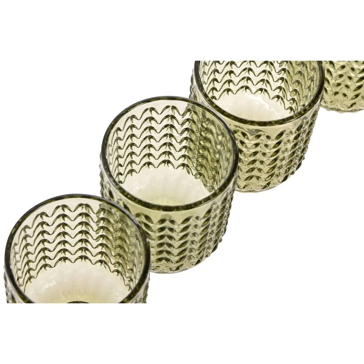 Set de Verres Home ESPRIT Vert Verre Avec relief 275 ml (6 Unités) Mamm