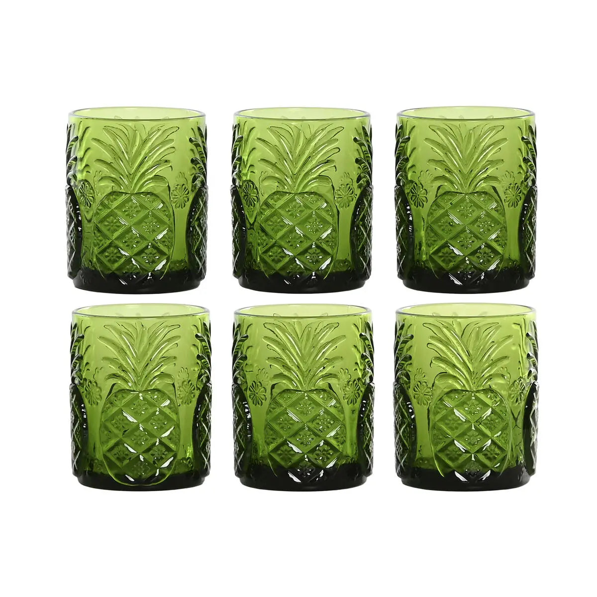 Set de Verres Home ESPRIT Vert Verre Avec relief 300 ml (6 Unités) Mamm