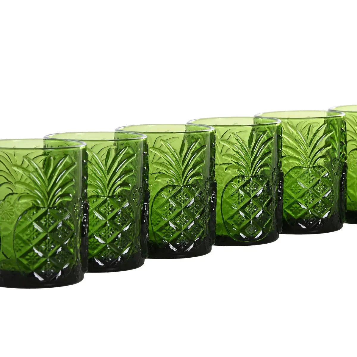 Set de Verres Home ESPRIT Vert Verre Avec relief 300 ml (6 Unités) Mamm