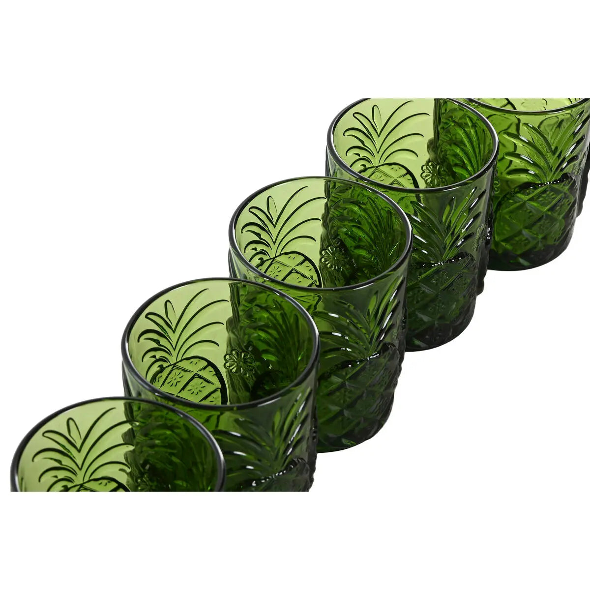 Set de Verres Home ESPRIT Vert Verre Avec relief 300 ml (6 Unités) Mamm