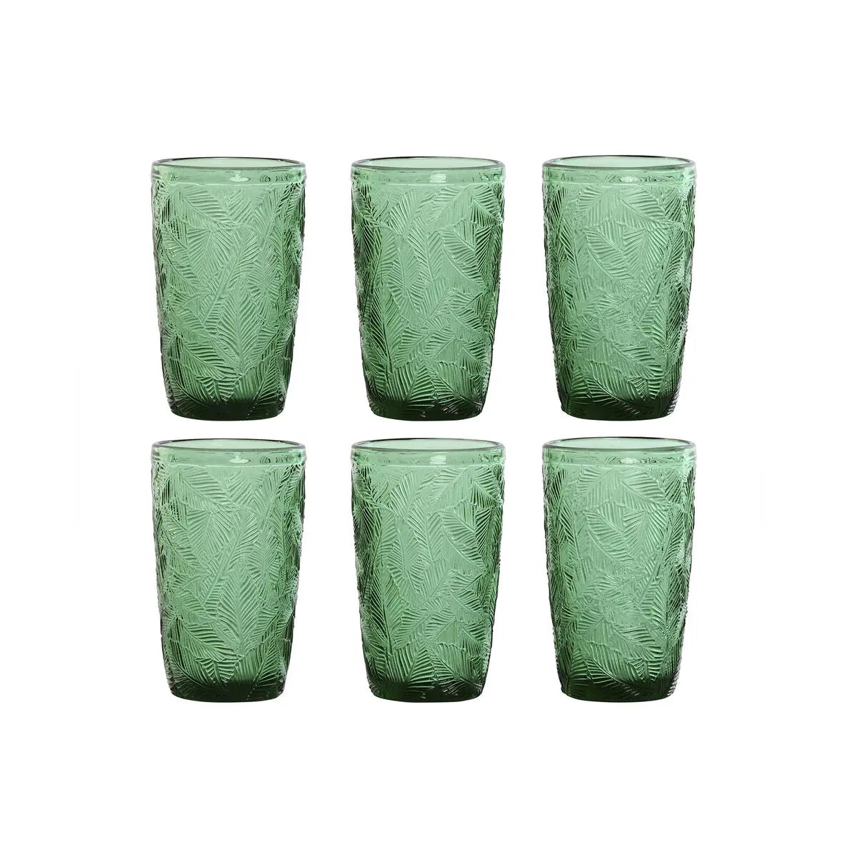 Set de Verres Home ESPRIT Vert Verre Avec relief 370 ml Mamm