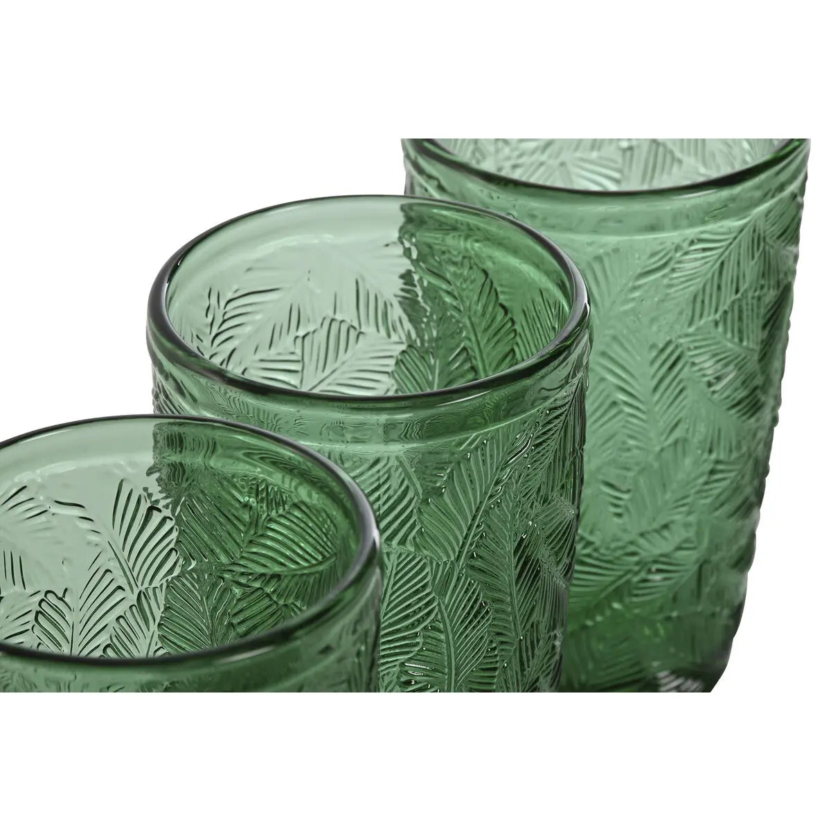 Set de Verres Home ESPRIT Vert Verre Avec relief 370 ml Mamm