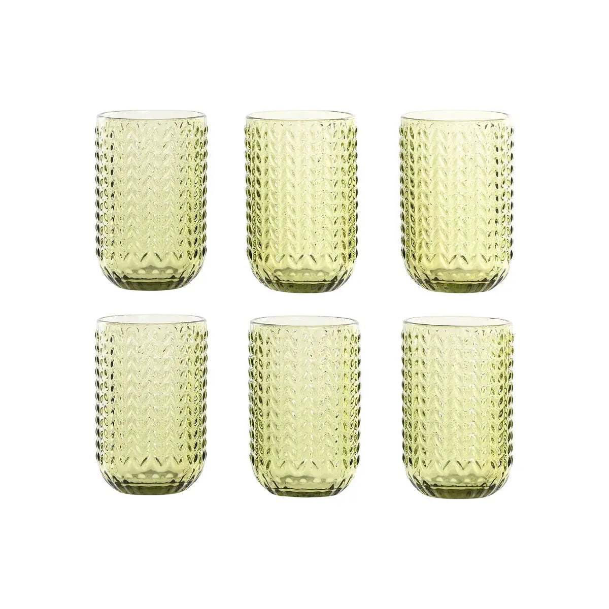 Set de Verres Home ESPRIT Vert Verre Avec relief 420 ml (6 Unités) Mamm