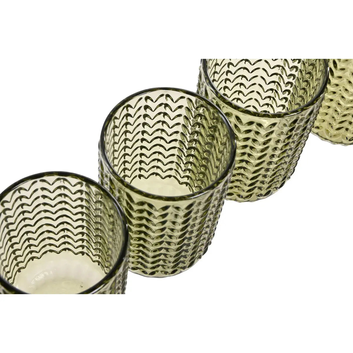 Set de Verres Home ESPRIT Vert Verre Avec relief 420 ml (6 Unités) Mamm