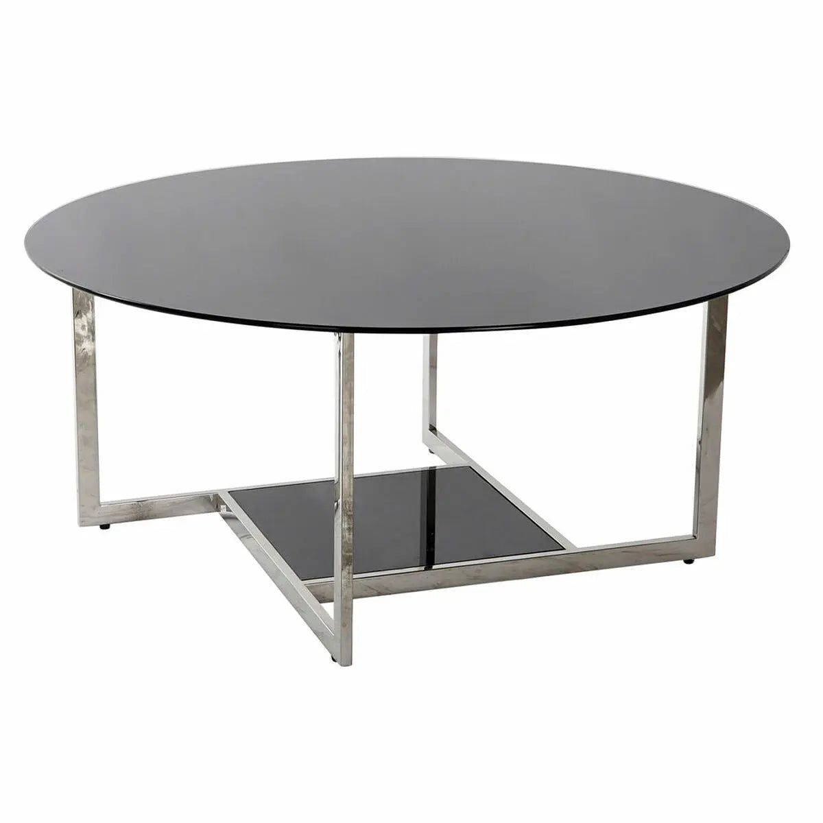 Table Basse DKD Home Decor Noir Argenté Verre Acier Plastique 100 x 100 x 45 cm Mamm