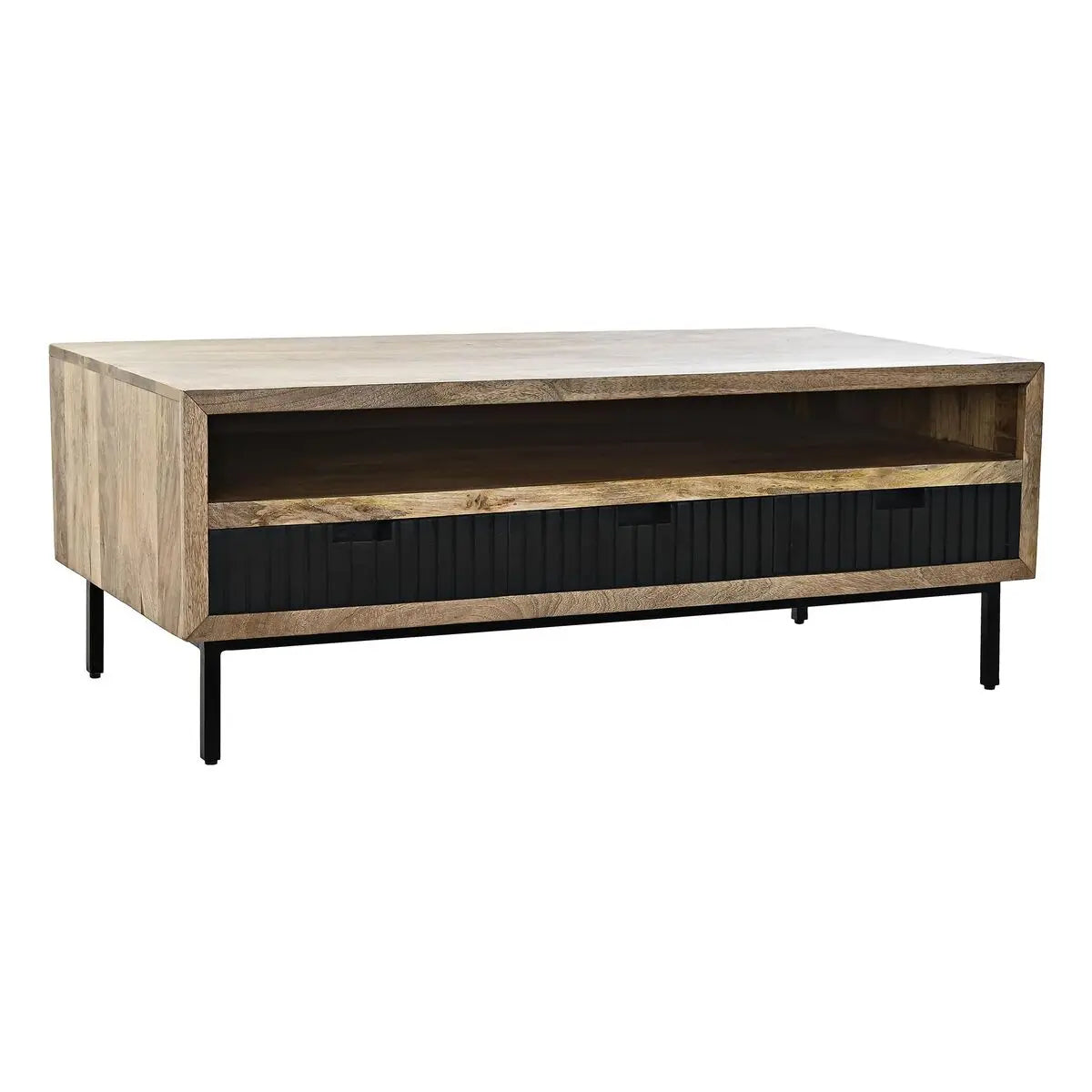 Table Basse DKD Home Decor Noir Marron Clair Métal Bois de manguier 120 x 60 x 45 cm Bigbuy