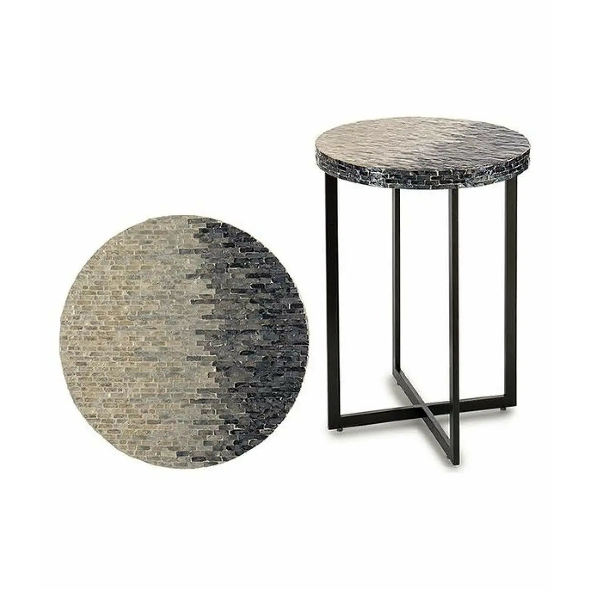 Table d'appoint Gris Métal Nacre noire Contre-plaqué (45 x 62 x 45	 cm) Bigbuy
