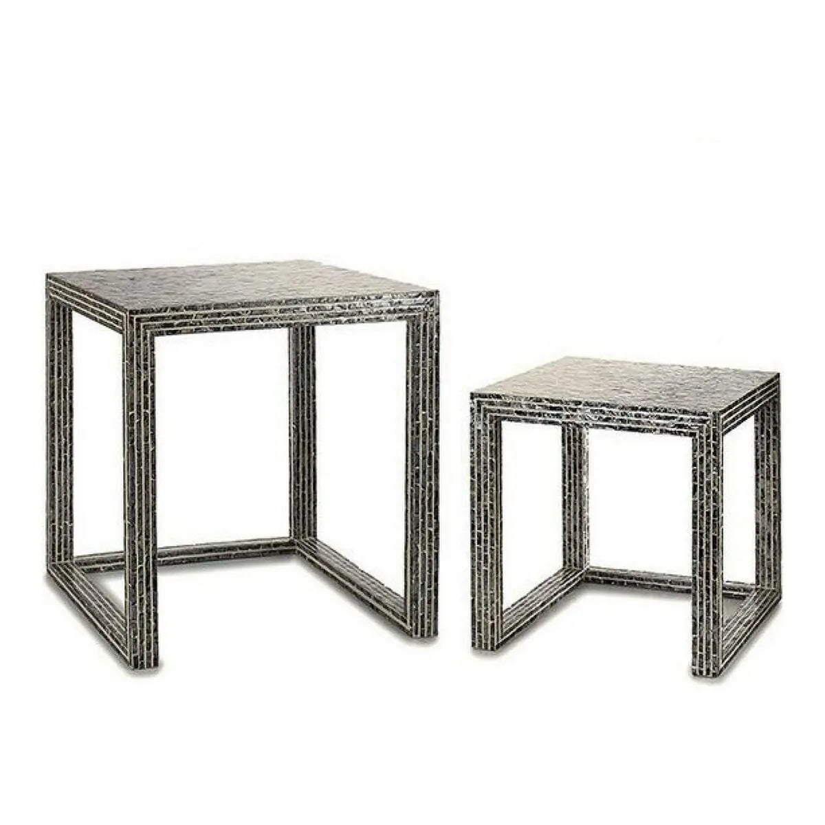 Table d'appoint Gris Nacre noire Contre-plaqué (2 Pièces) Bigbuy