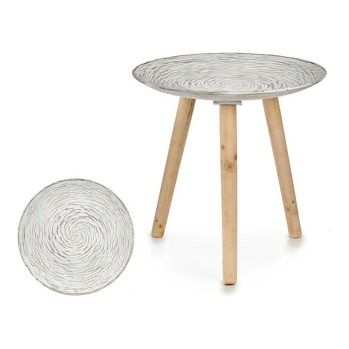 Table d'appoint Spirales 40 x 39 x 40 cm Bois Marron Blanc Bigbuy