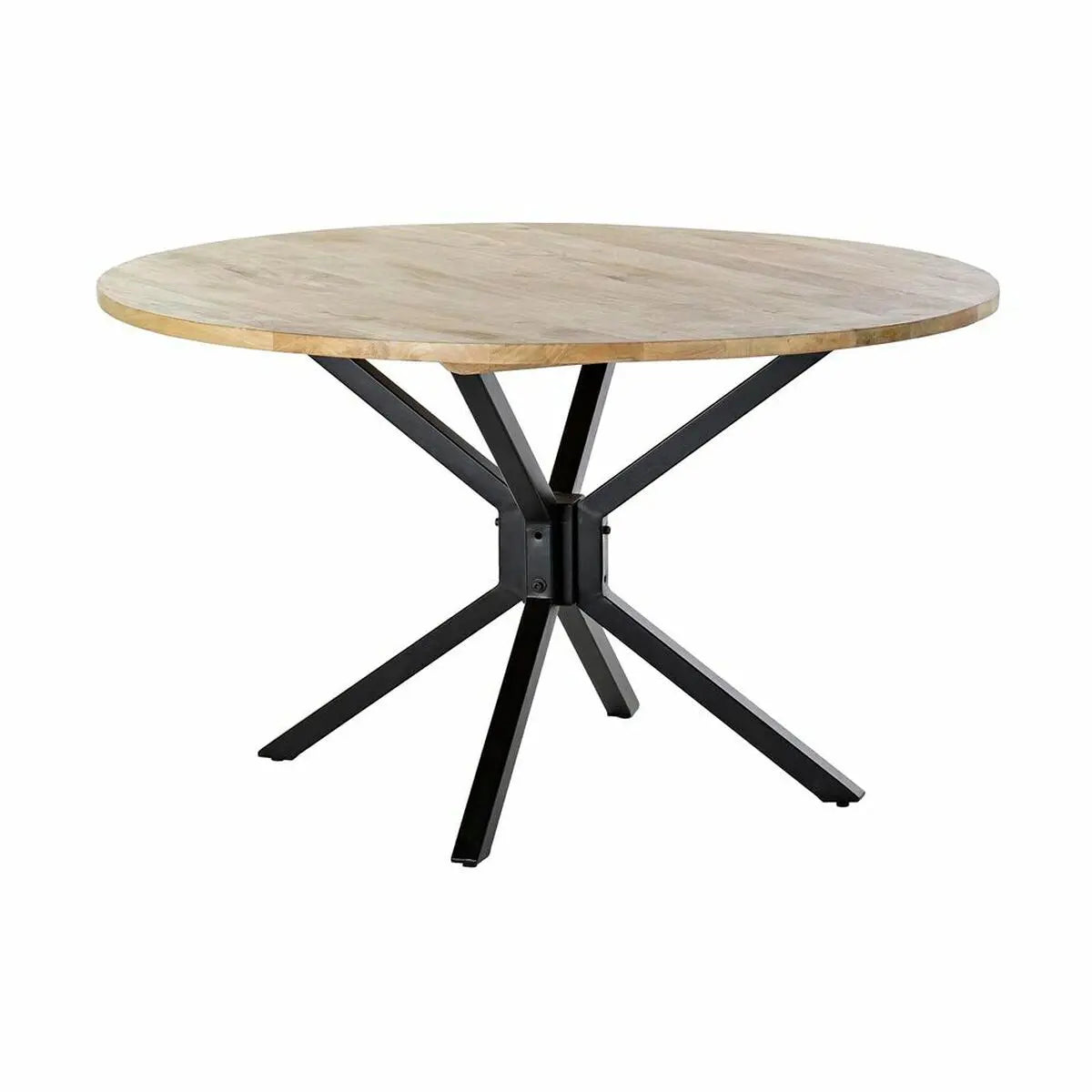 Table de Salle à Manger DKD Home Decor 127 x 127 x 75 cm Naturel Noir Métal Aluminium Bois de manguier Bigbuy