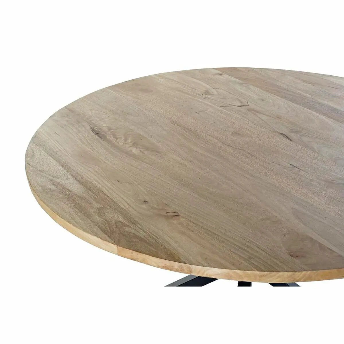 Table de Salle à Manger DKD Home Decor 127 x 127 x 75 cm Naturel Noir Métal Aluminium Bois de manguier Bigbuy