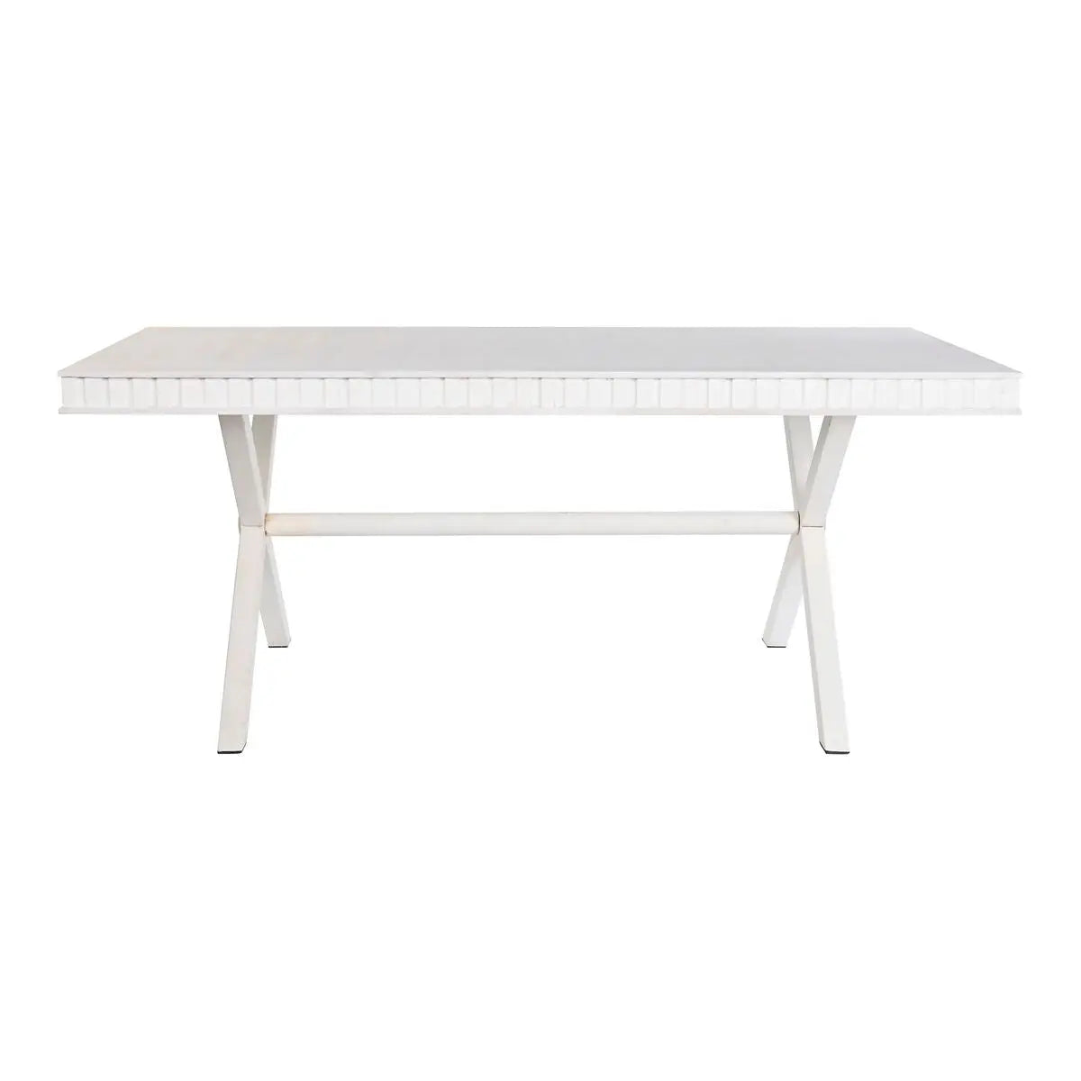 Table de Salle à Manger DKD Home Decor Blanc Métal Bois de manguier 180 x 90 x 76 cm Bigbuy