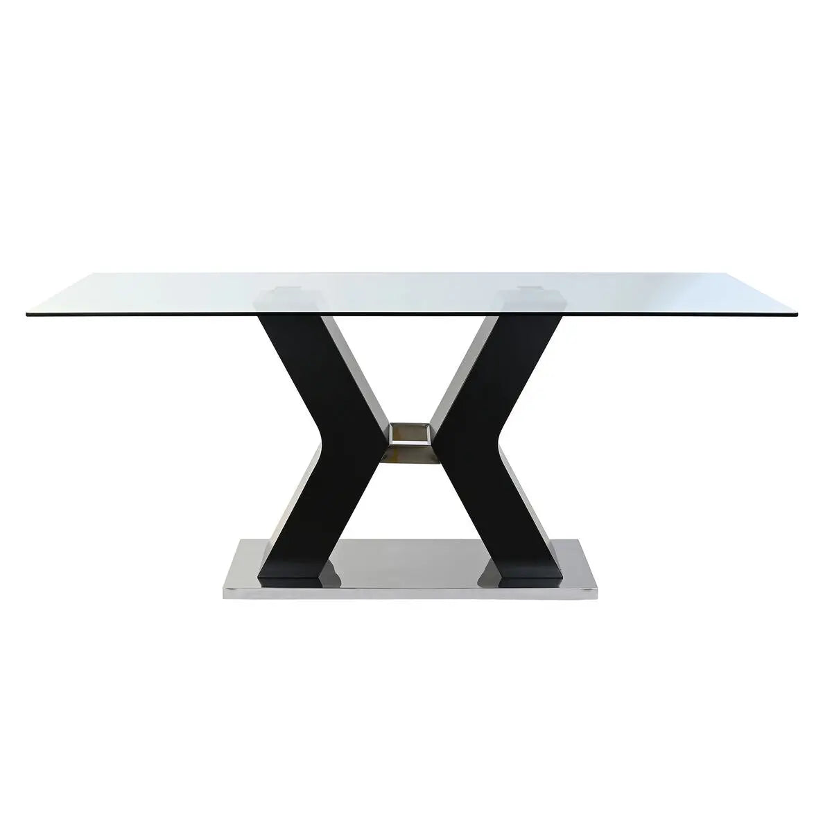 Table de Salle à Manger DKD Home Decor Noir Bois Verre trempé Bois MDF 180 x 90 x 76 cm Bigbuy