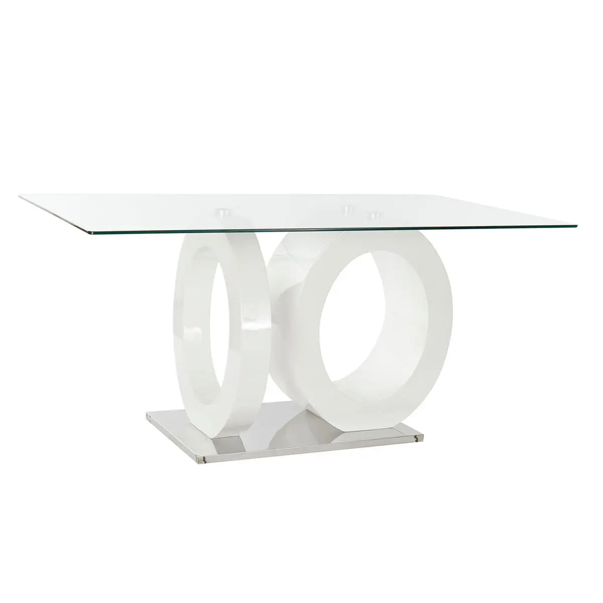 Table de Salle à Manger DKD Home Decor Verre Transparent Blanc Bois MDF (160 x 90 x 75 cm) Mamm