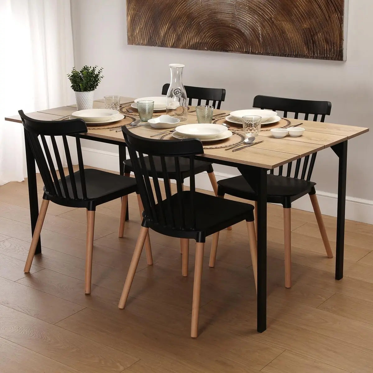 Table de Salle à Manger Versa Collins Métal Mélamine Bois MDF 75 x 80 x 164,5 cm Bigbuy