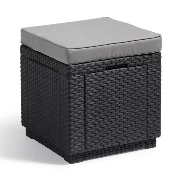 Table-pouf de jardin Keter - ALLIBERT by KETER - Cube avec coussin - Gris graphite - 47,1 L Octopia