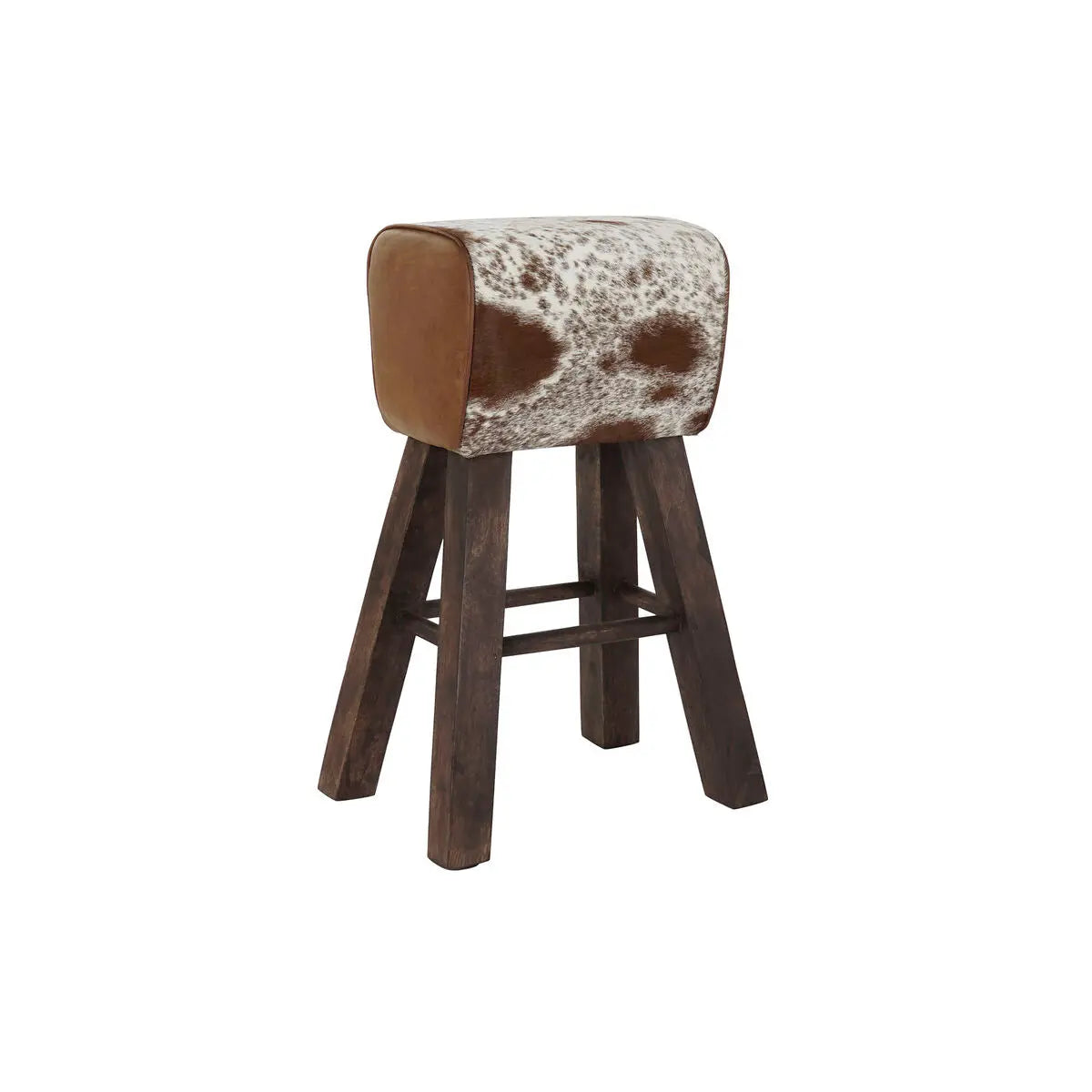 Tabouret DKD Home Decor Noir Bois Marron Cuir Blanc (50 x 35 x 75 cm) Mamm