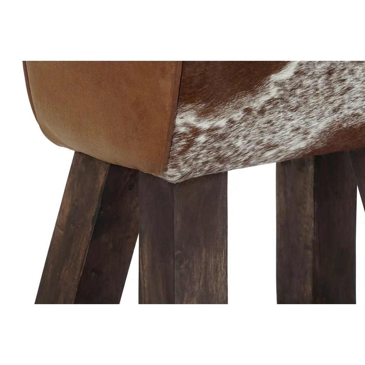 Tabouret DKD Home Decor Noir Bois Marron Cuir Blanc (50 x 35 x 75 cm) Mamm