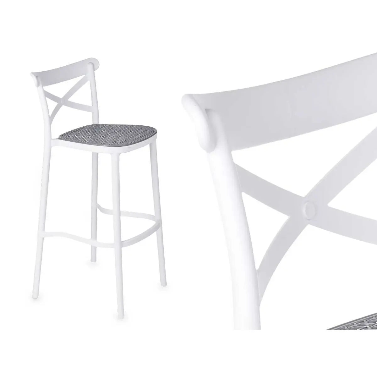 Tabouret GiftDecor PC-175B Blanc Gris polypropylène Rotin 41 x 103 x 52,5 cm (4 Unités) Bigbuy