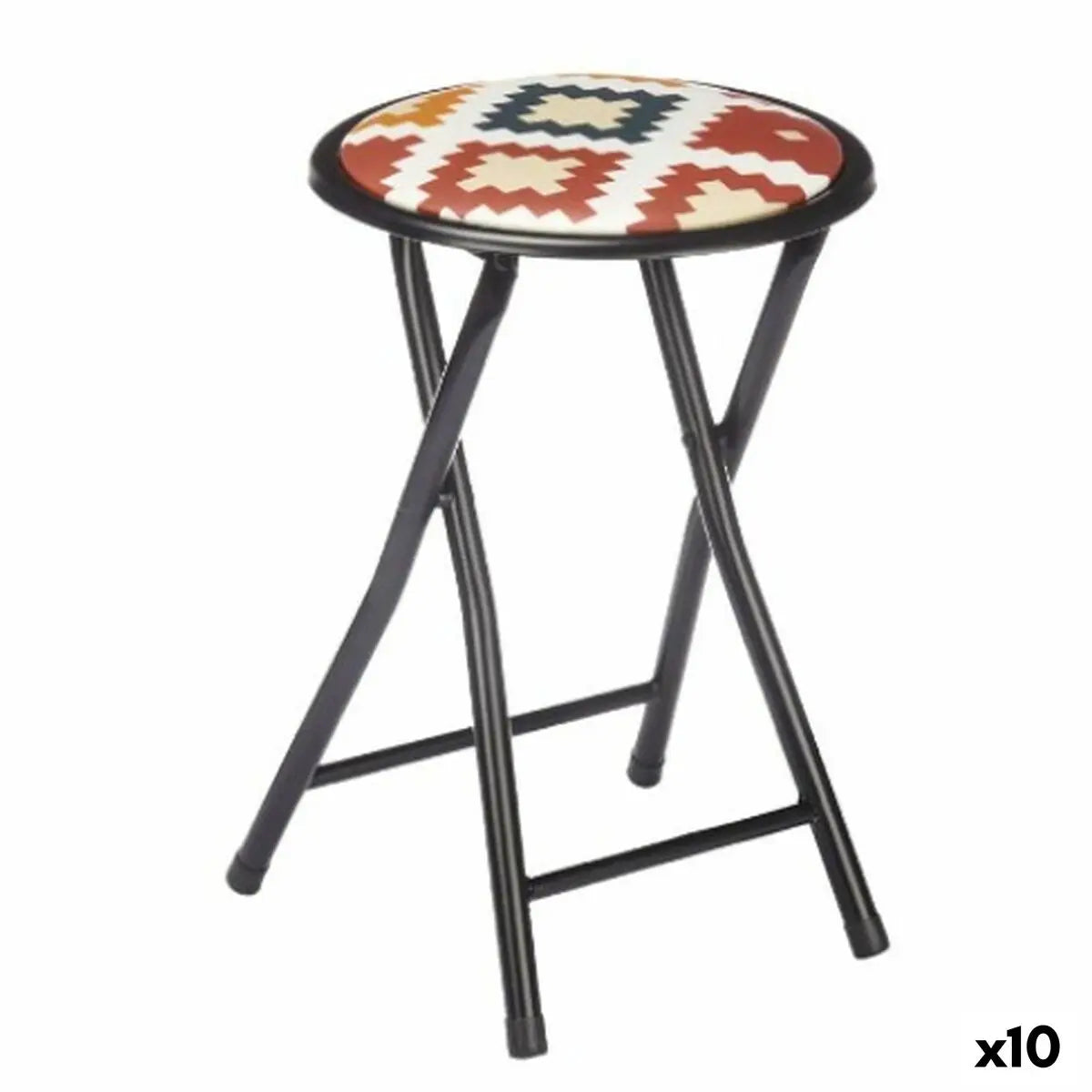 Tabouret Pliant Boho Chic Noir PVC Métal 30 x 30 x 45 cm (10 Unités) Bigbuy
