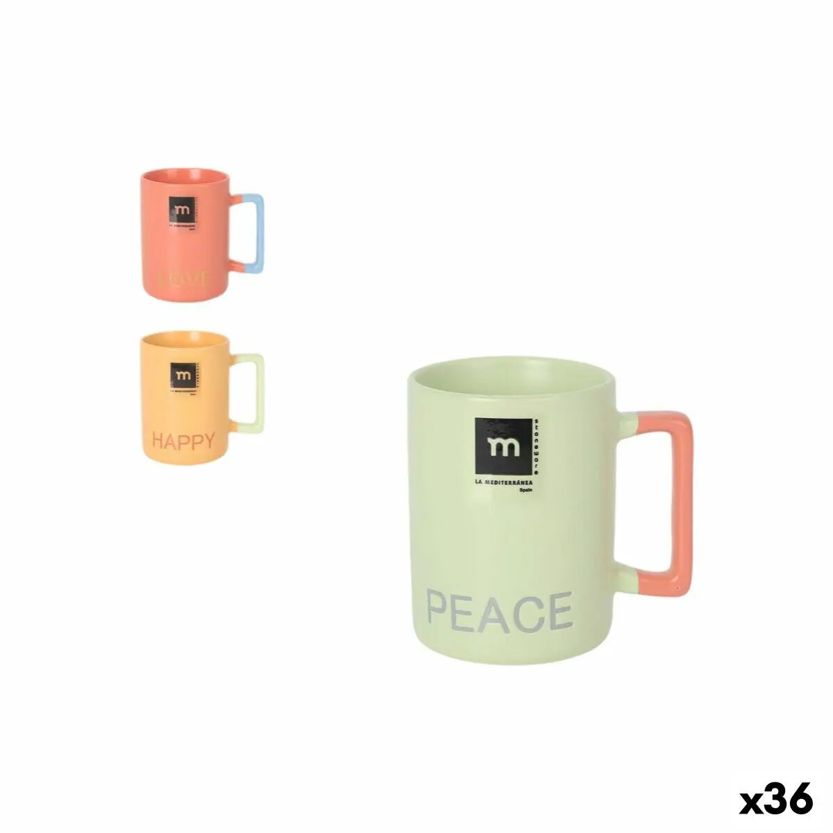 Tasse de café et de thé La Mediterránea Love & Peace 180 ml (36 Unités) Mamm