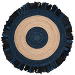 Tapis en Jute Noir & Bleu Circulaire
