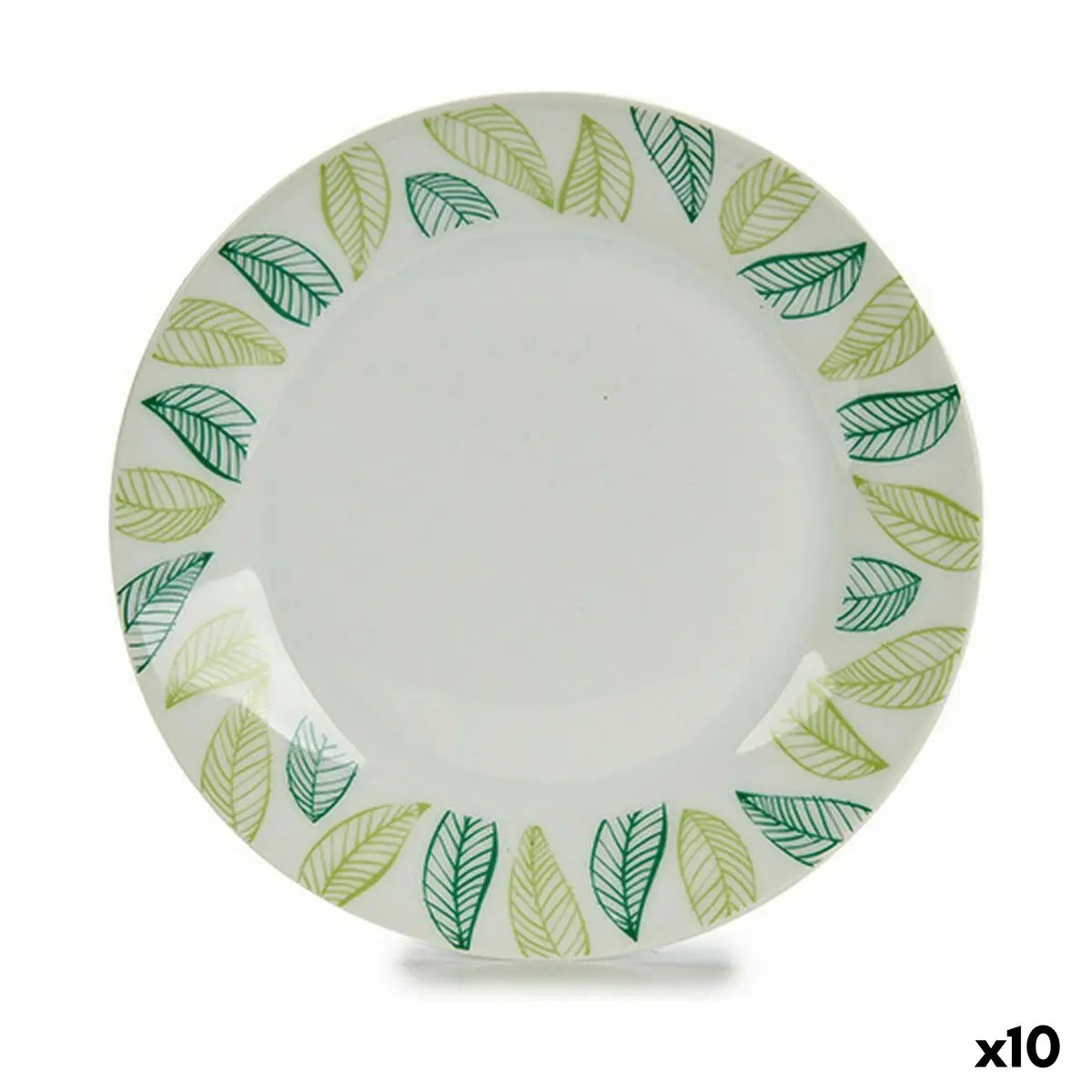 Assiette à dessert Volets Blanc Vert Ø 19 cm Porcelaine (10 Unités) - MAMM®