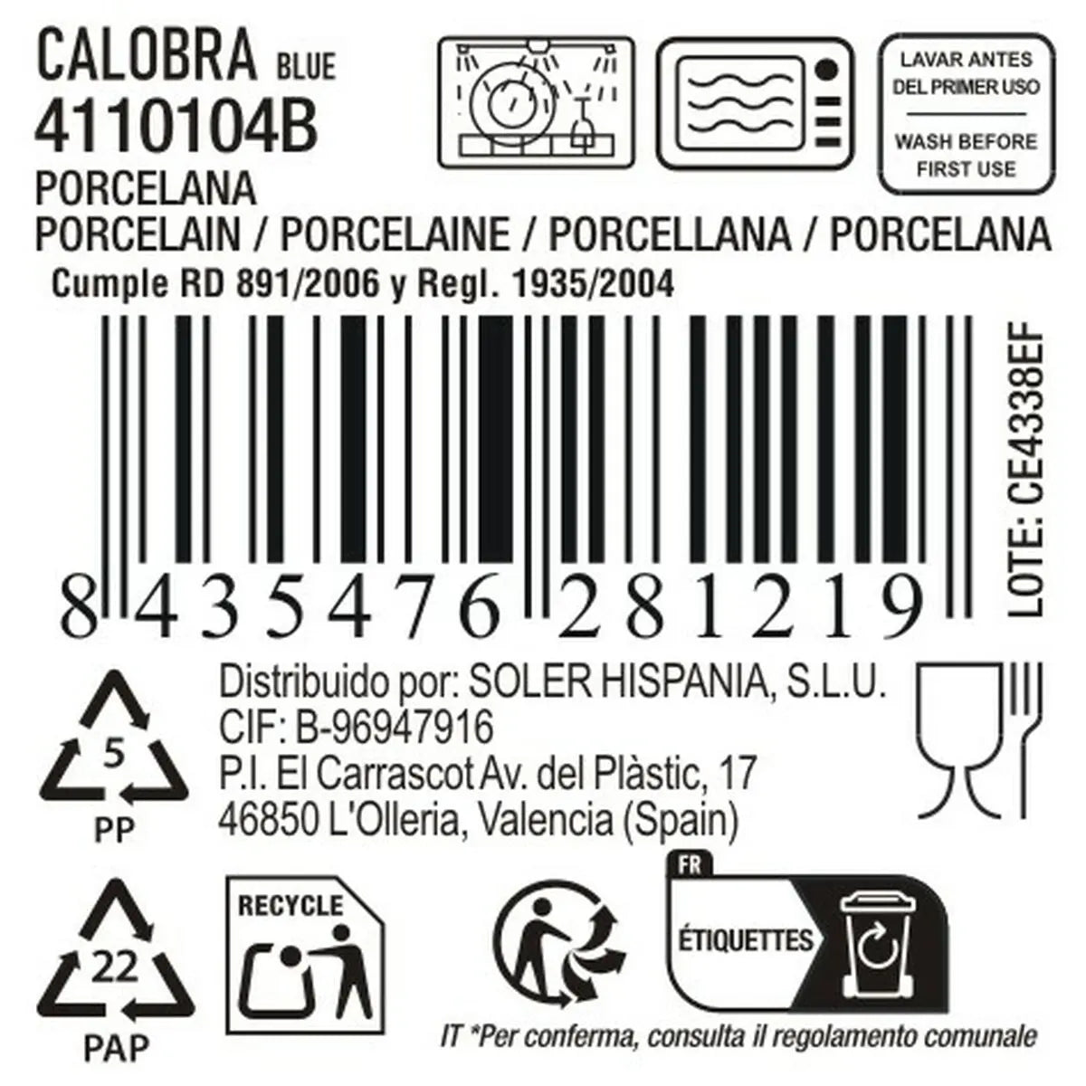 Assiette creuse La Mediterránea Calobra Bleu (18 Unités) - MAMM®