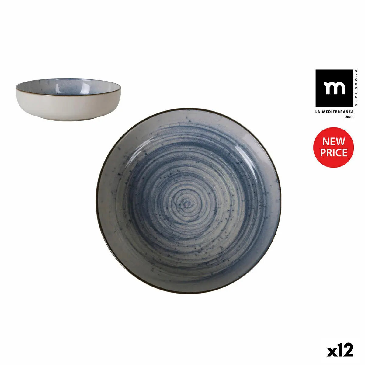 Assiette creuse La Mediterránea Swirl Ø 18 cm (12 Unités) Bigbuy