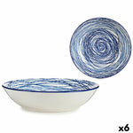Assiette creuse Rayures Porcelaine Bleu Blanc 6 Unités (20 x 4,7 x 20 cm) Bigbuy