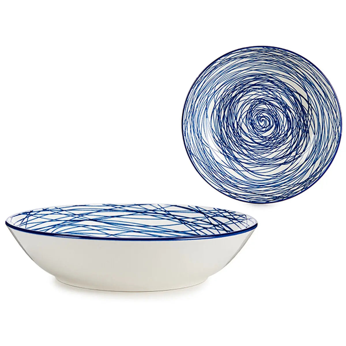 Assiette creuse Rayures Porcelaine Bleu Blanc 6 Unités (20 x 4,7 x 20 cm) Bigbuy