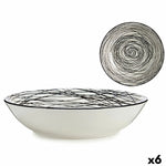Assiette creuse Rayures Porcelaine Noir Blanc 6 Unités (20 x 4,7 x 20 cm) Bigbuy