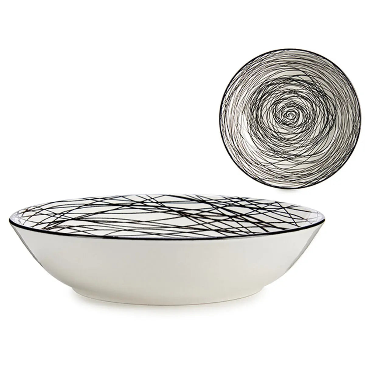 Assiette creuse Rayures Porcelaine Noir Blanc 6 Unités (20 x 4,7 x 20 cm) Bigbuy