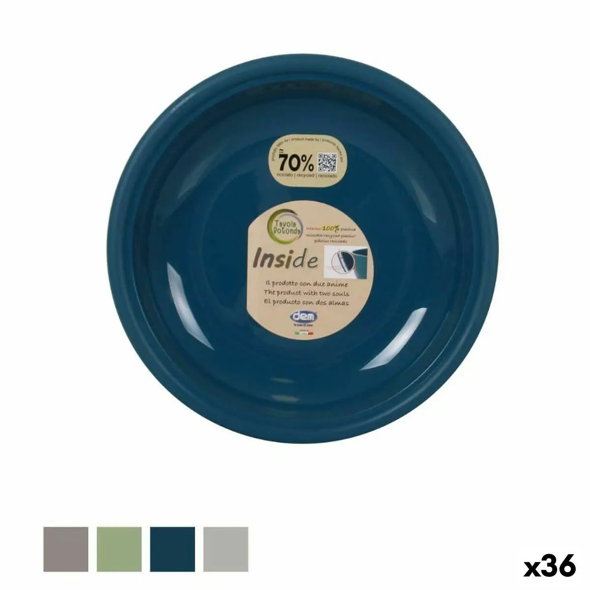 Assiette plate Dem Inside Plastique Ø 25 x 25 x 2 cm (36 Unités) Mamm