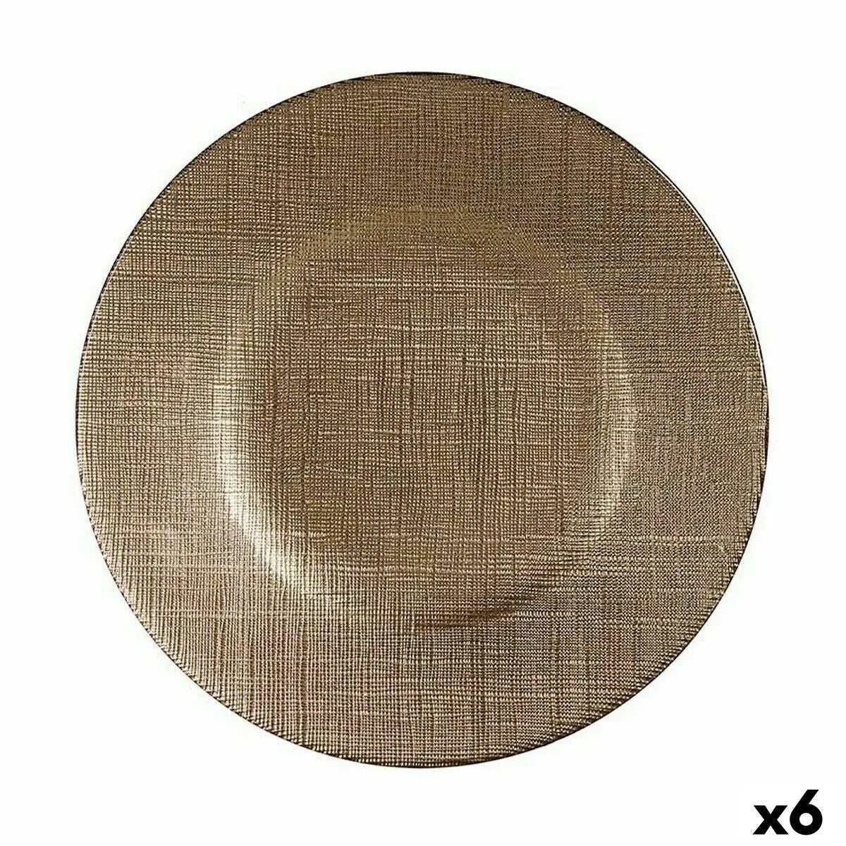 Assiette plate Doré verre 6 Unités (21 x 2 x 21 cm) - MAMM®