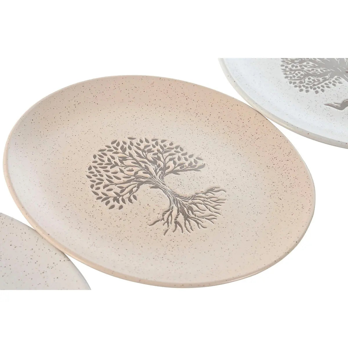 Assiette plate Home ESPRIT Blanc Beige Grès Traditionnel 20 x 20 x 2,5 cm - MAMM®