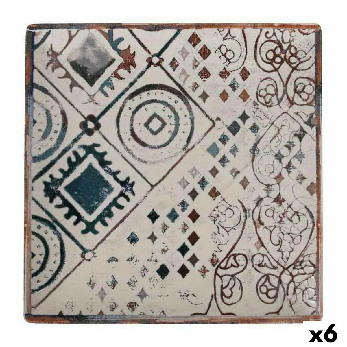 Assiette plate La Mediterránea Grecia Porcelaine 24 x 24 x 2 cm (6 Unités) Mamm