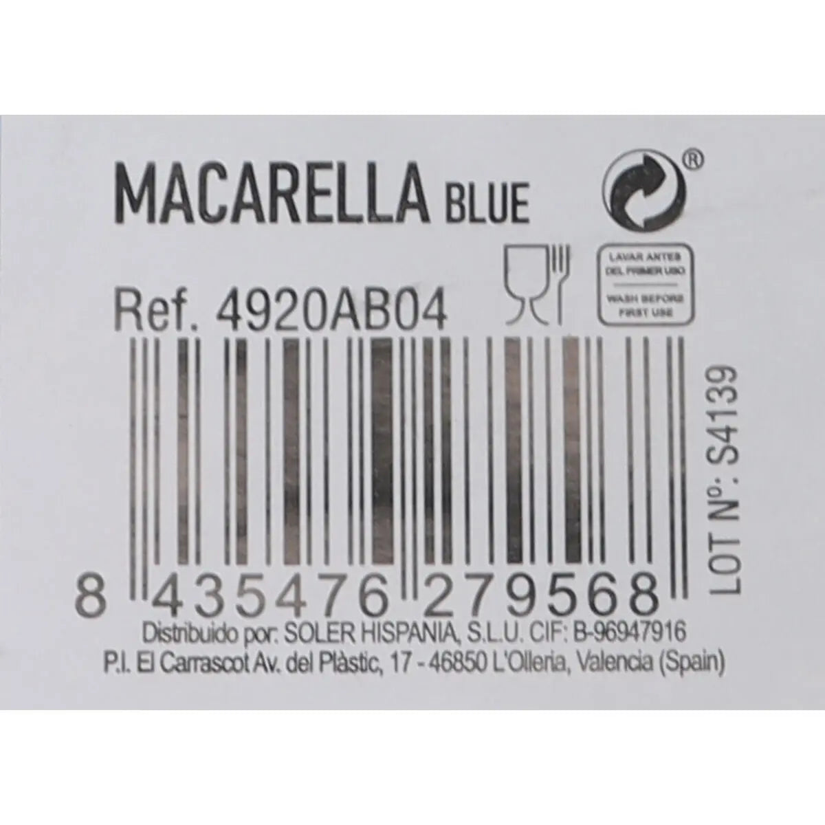 Assiette plate La Mediterránea Macarella blue Ø 16 cm (24 Unités) Bigbuy
