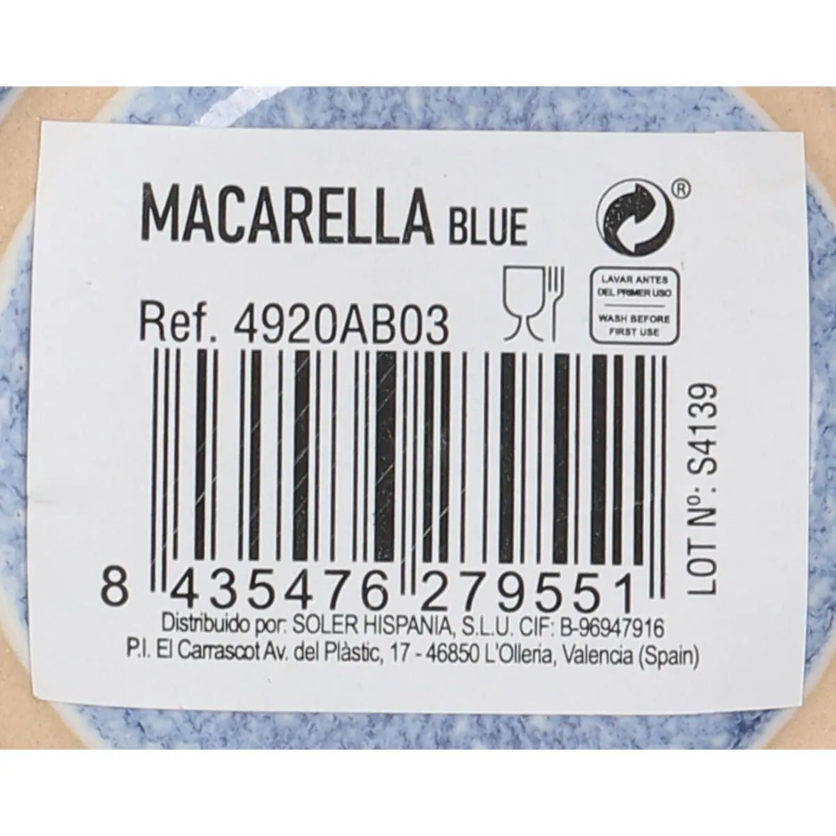 Assiette plate La Mediterránea Macarella blue Ø 20,5 cm (24 Unités) - MAMM®
