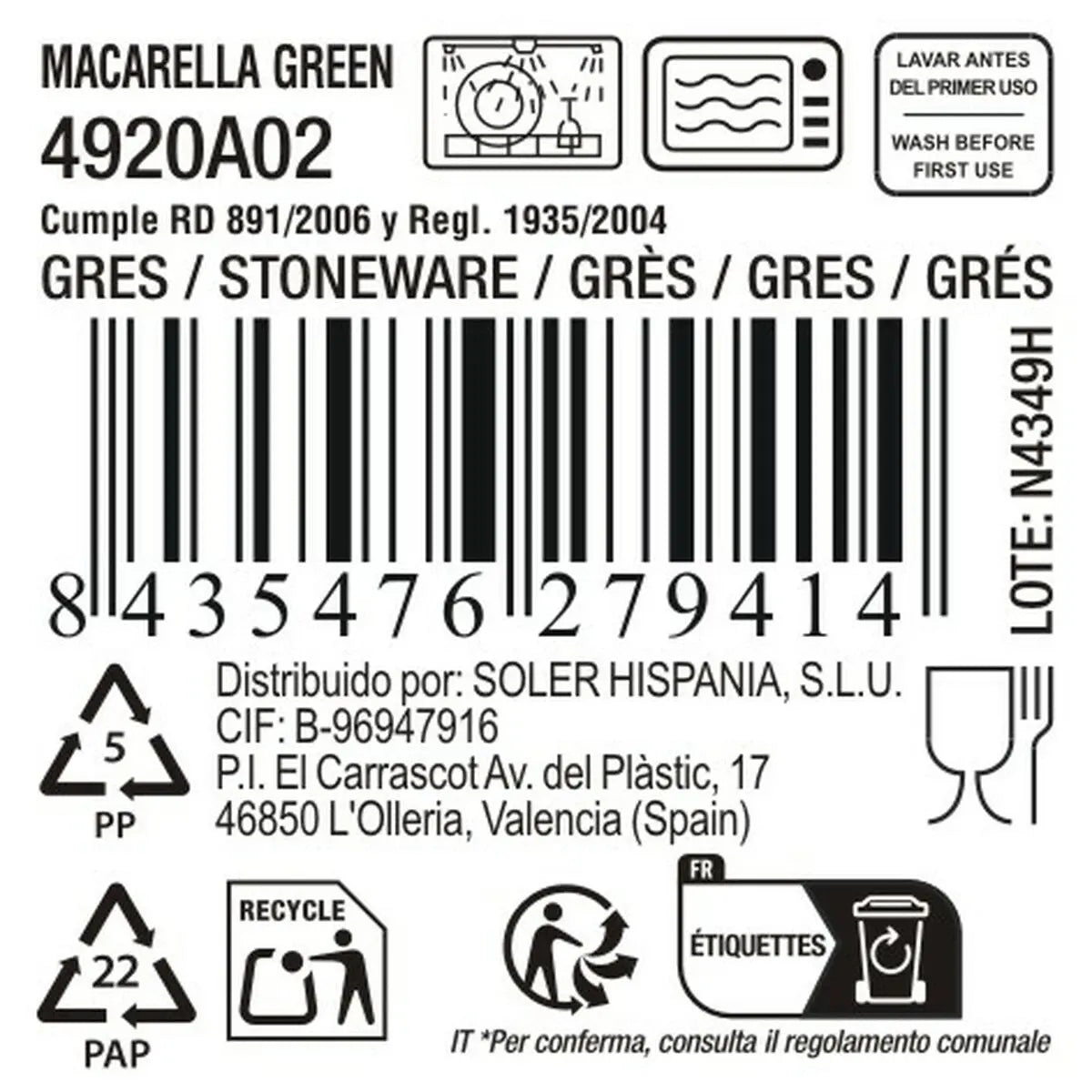 Assiette plate La Mediterránea Macarella green Ø 26,5 cm (12 Unités) Bigbuy