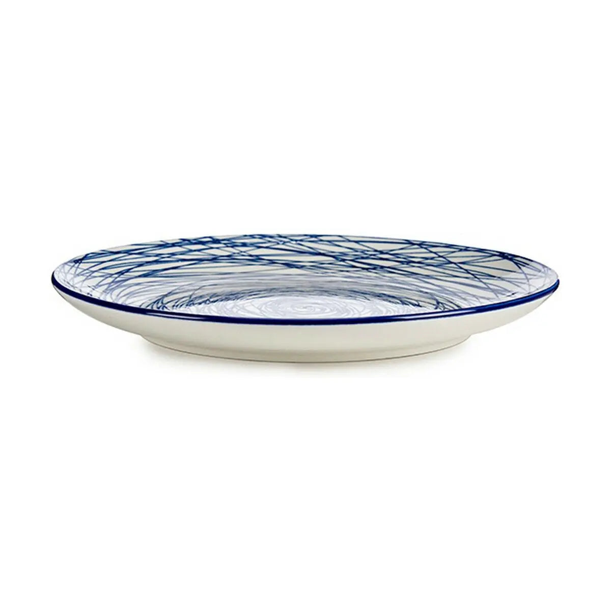 Assiette plate Rayures Porcelaine Bleu Blanc 24 x 2,8 x 24 cm Bigbuy