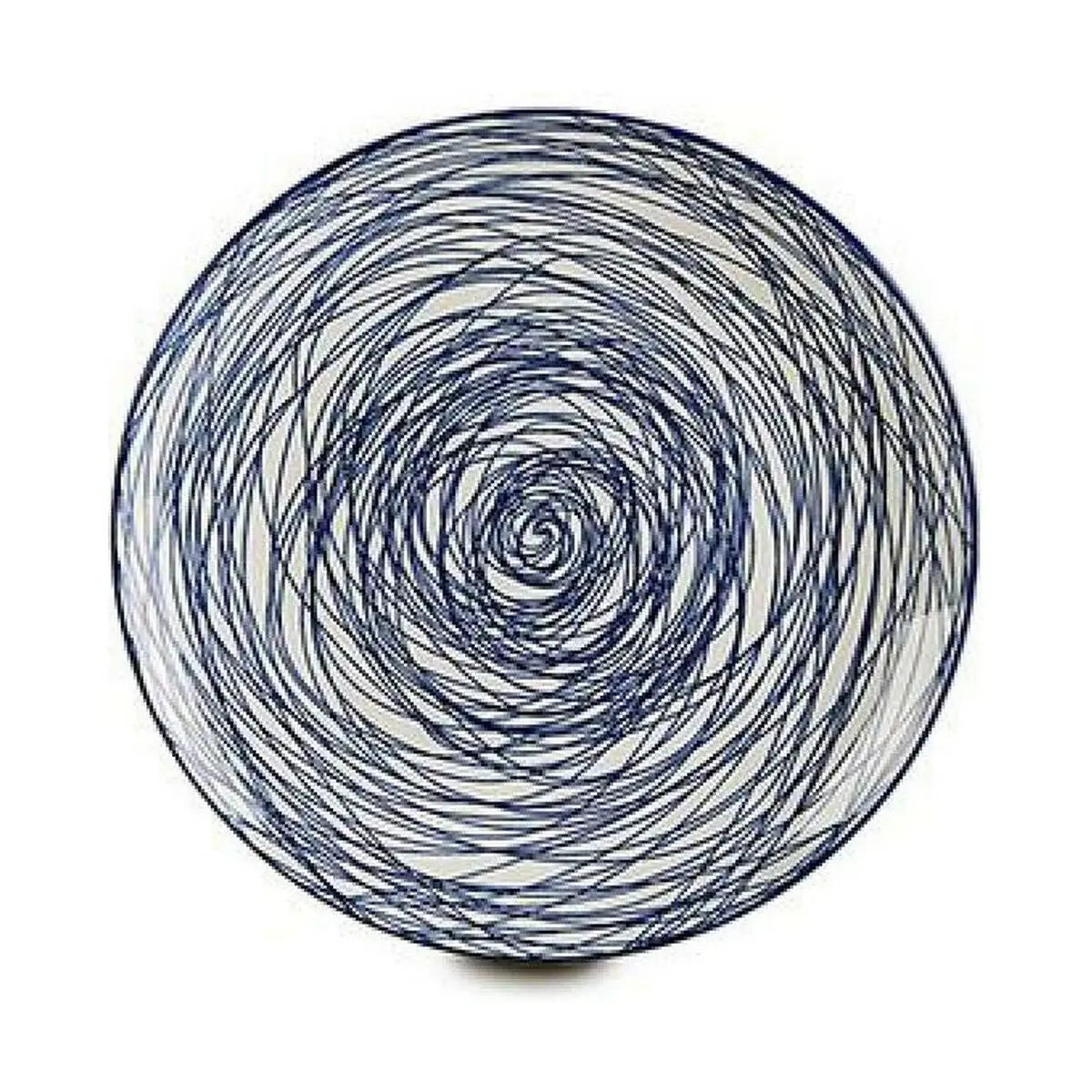 Assiette plate Rayures Porcelaine Bleu Blanc 24 x 2,8 x 24 cm Bigbuy
