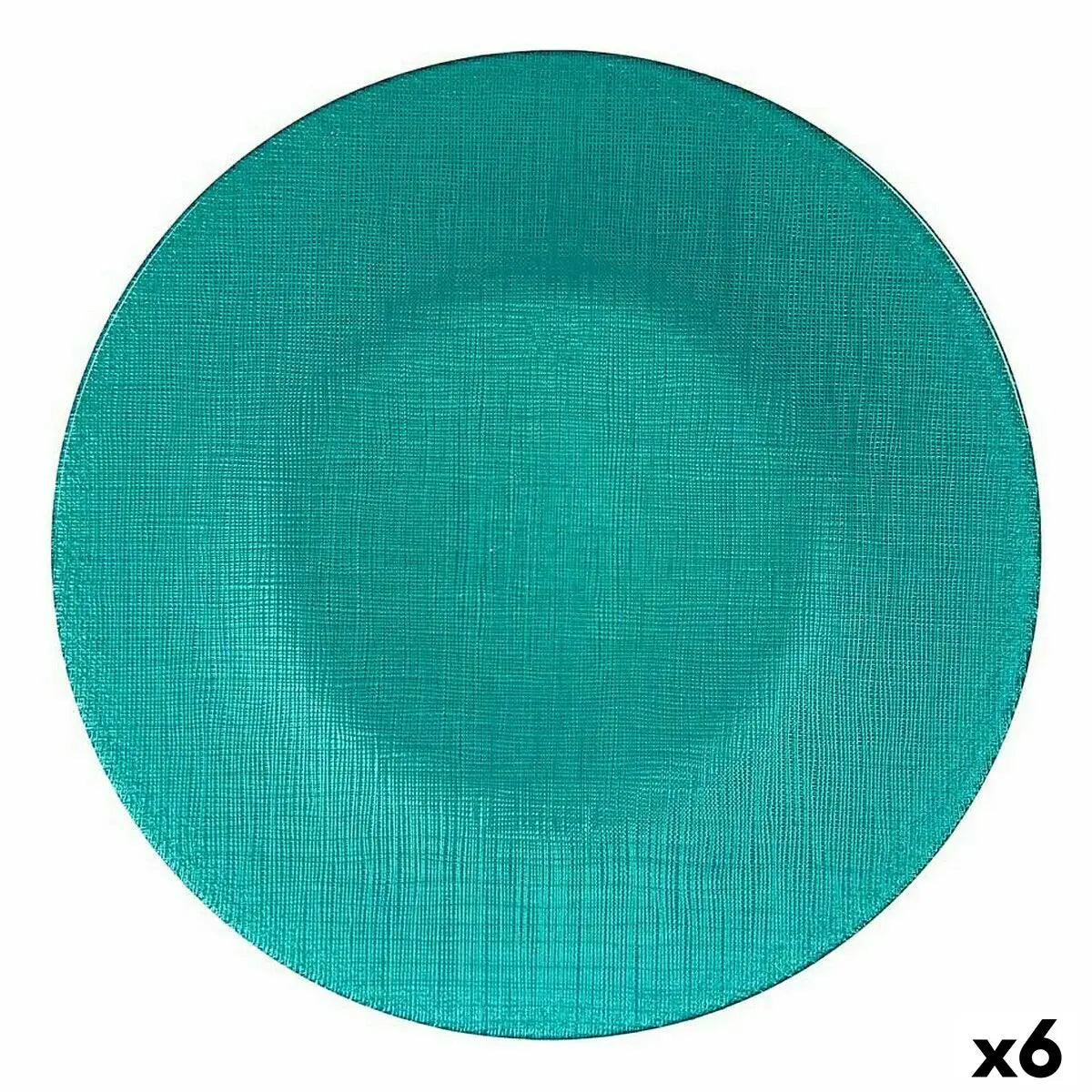 Assiette plate Turquoise verre 27,5 x 2 x 27,5 cm (6 Unités) - MAMM®