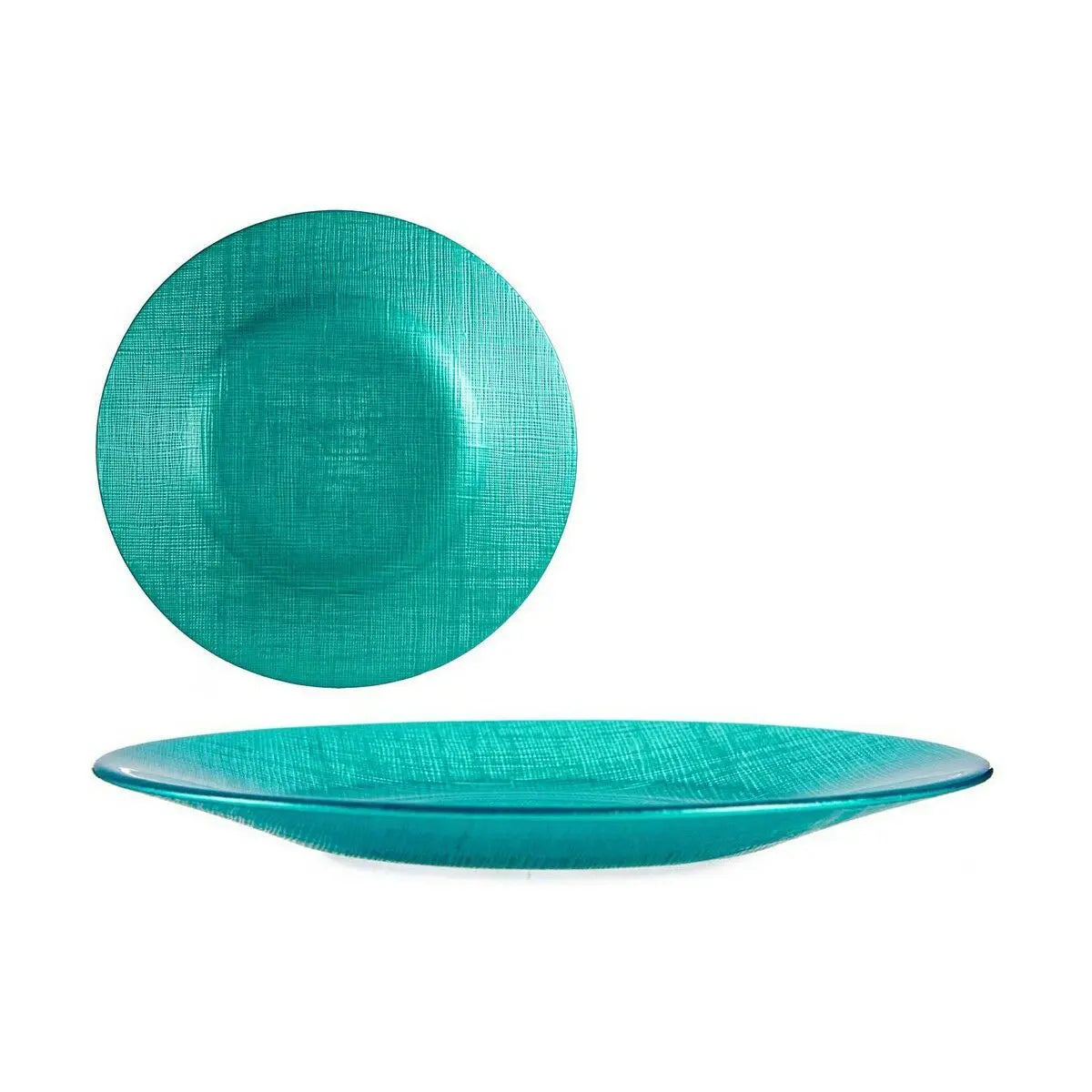 Assiette plate Turquoise verre 6 Unités (21 x 2 x 21 cm) - MAMM®
