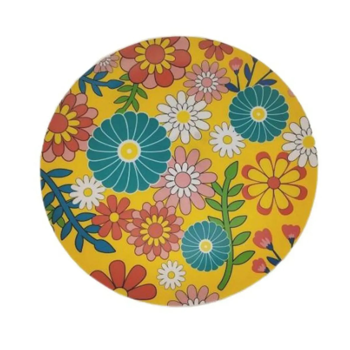 Assiette plate Versa Jaune Polyéthylène RPET Fleurs Ø 25 cm - MAMM®