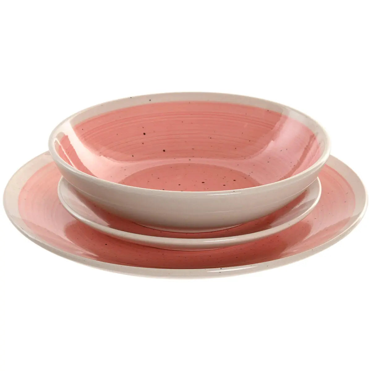 Assiettes Home ESPRIT Blanc Rose Grès 18 Pièces - MAMM®