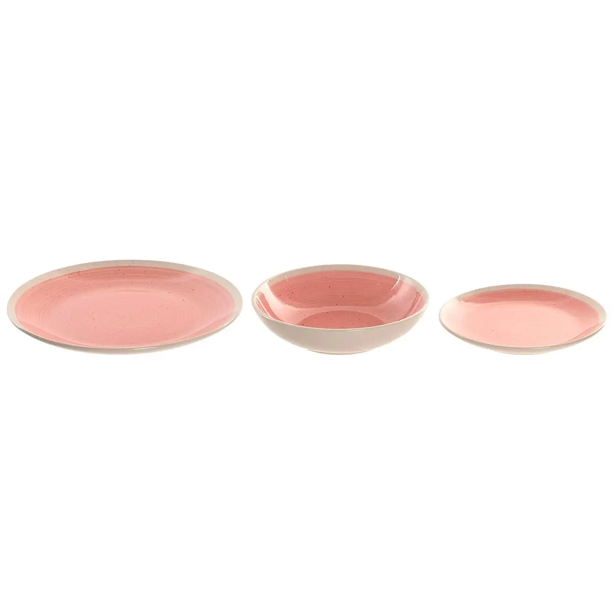 Assiettes Home ESPRIT Blanc Rose Grès 18 Pièces - MAMM®